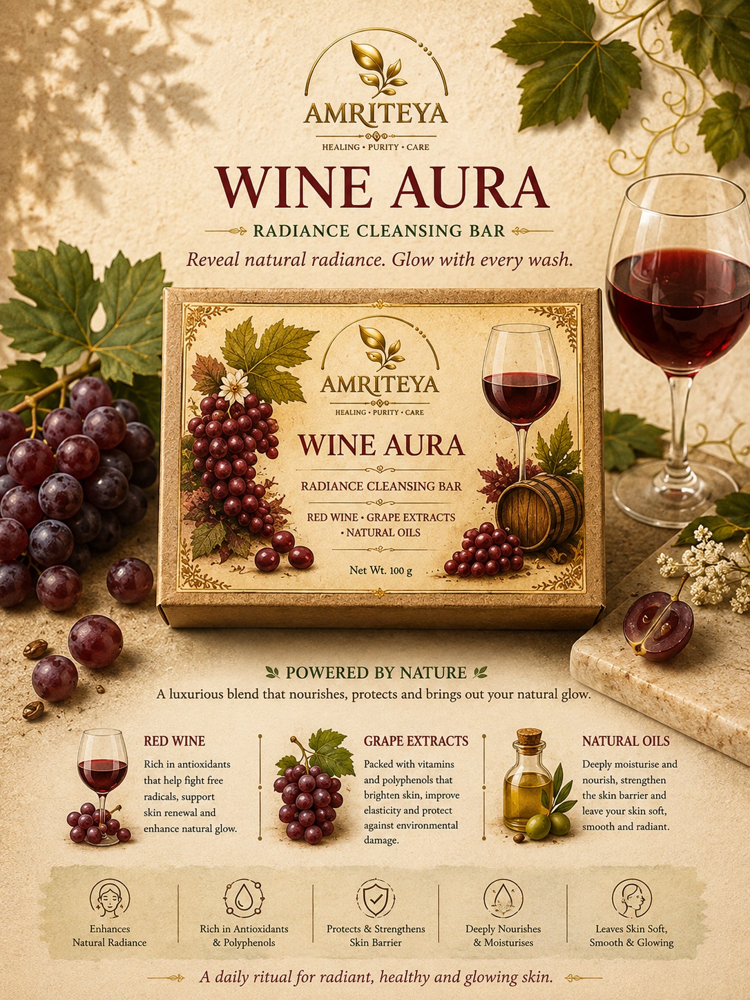 Wine Aura radiance cleansing bar